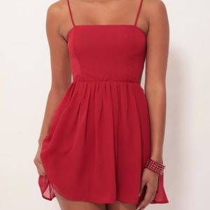 Short red A line dress in red